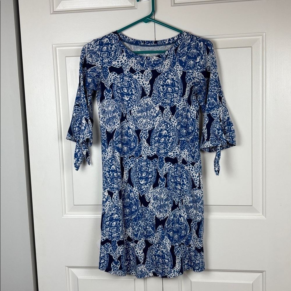Lilly Pulitzer Blue and White 100% Pima Cotton Dress - XXS